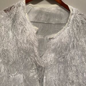 Elegant White Feathered Women's Jacket